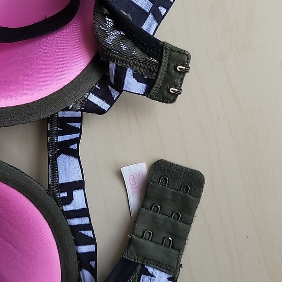 Victoria's Secret PINK Where Everywhere Push Up 32DD Dark Green Leopard Lace - Picture 13 of 13